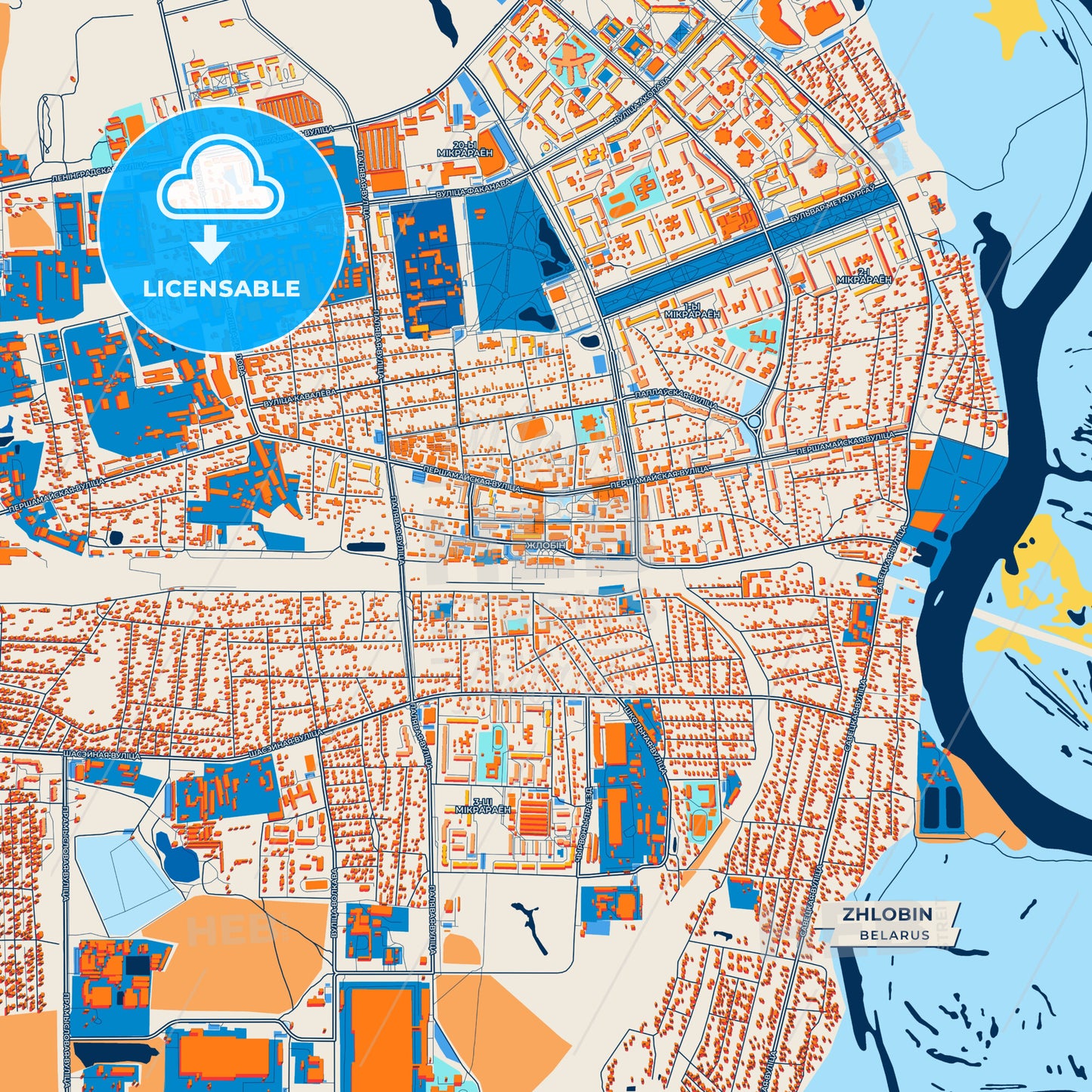 Canvas Print Template of Zhlobin Street Map