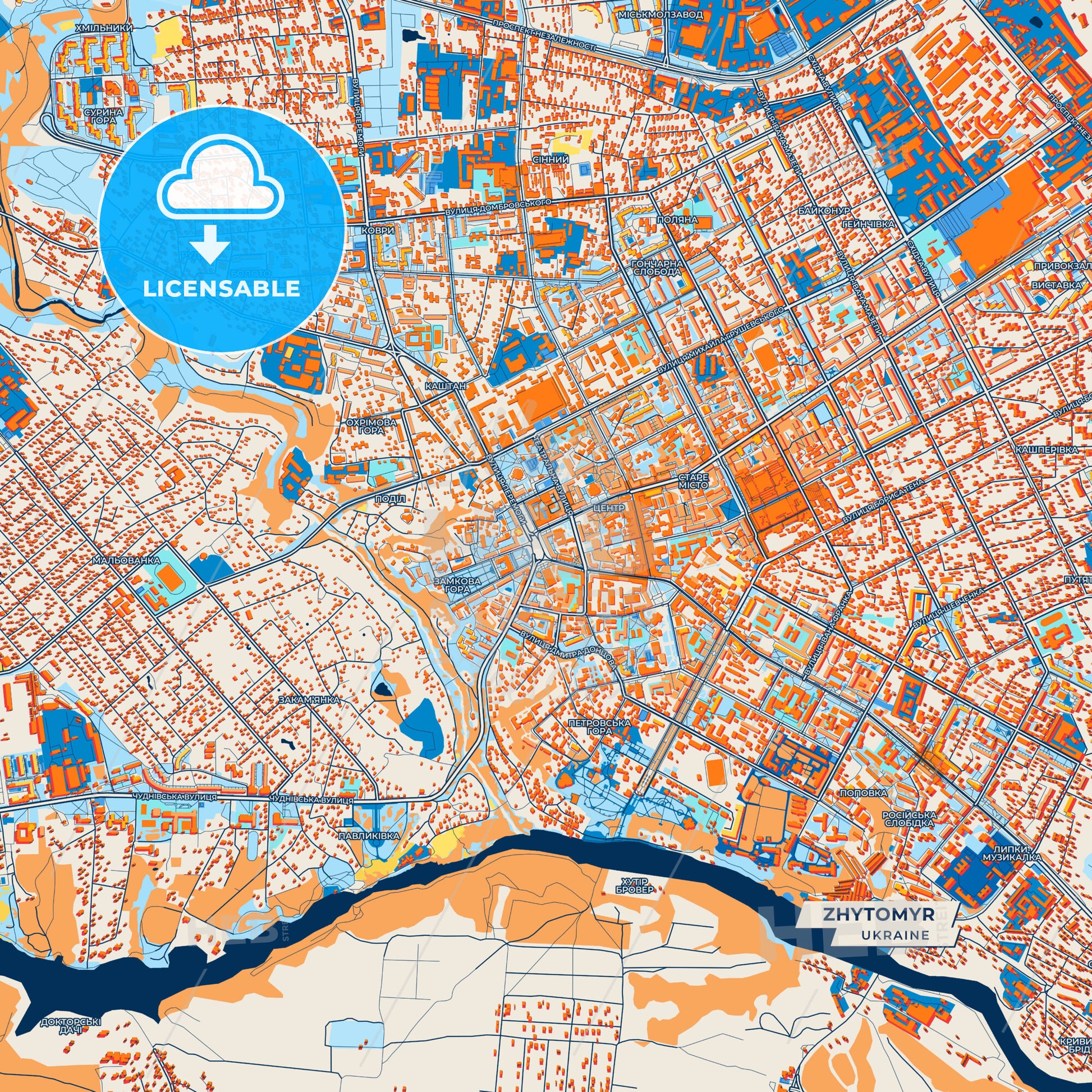 Canvas Print Template of Zhytomyr Street Map