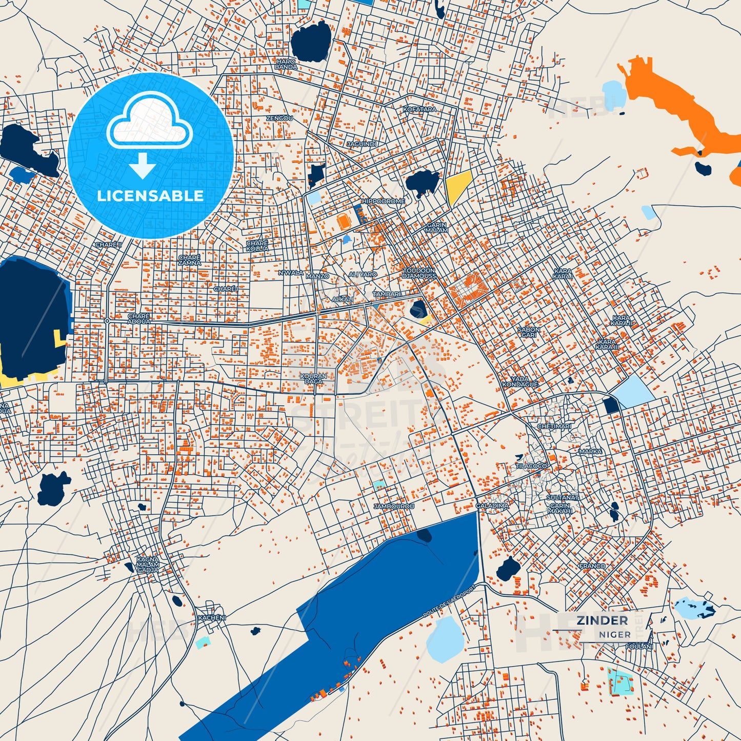 Canvas Print Template of Zinder Street Map