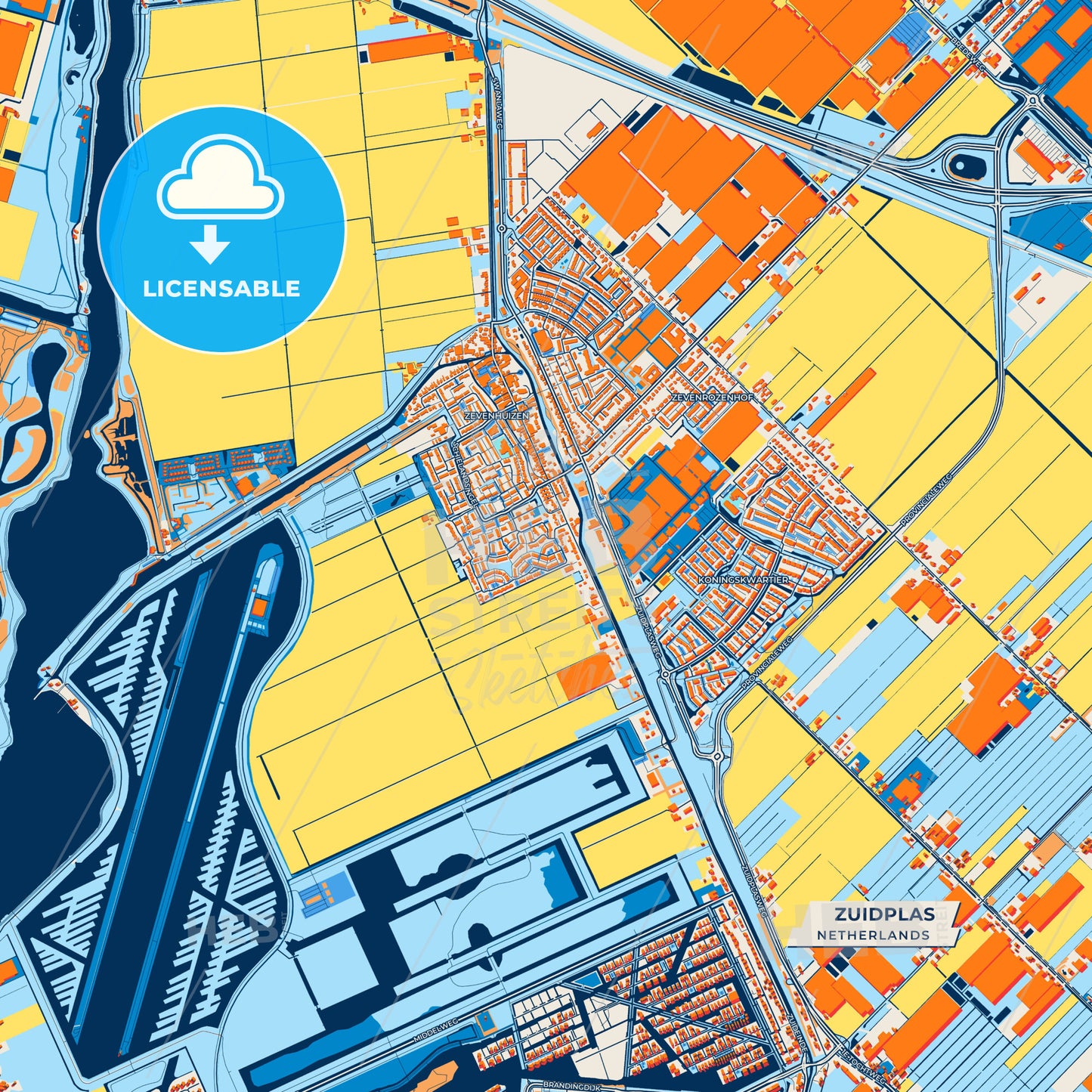 Canvas Print Template of Zuidplas Street Map