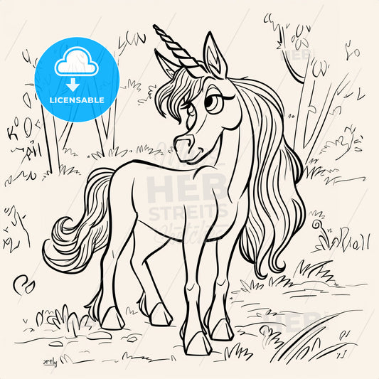 Coloring Pages Unicorn By Drhymer On Patreon - A Black And White Drawing Of A Unicorn