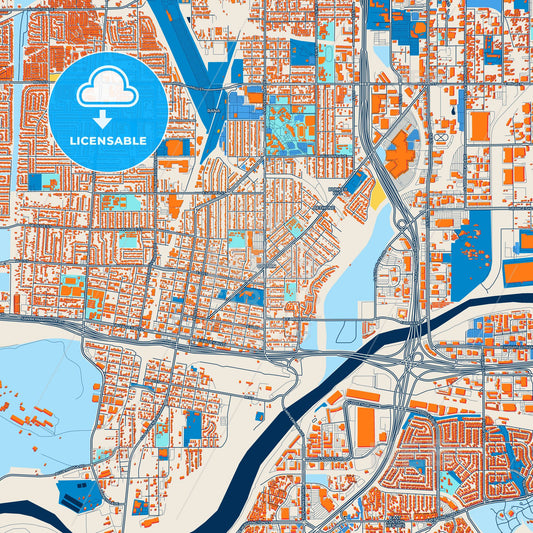 Colorful Colton Street Map with Labels and Buildings