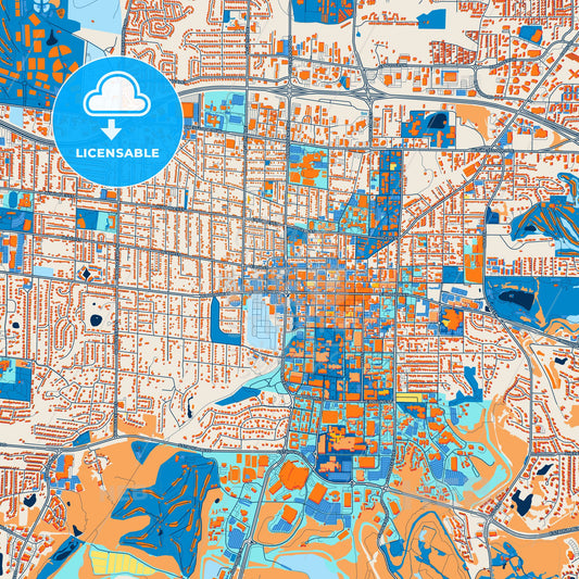 Colorful Columbia Street Map with Labels and Buildings