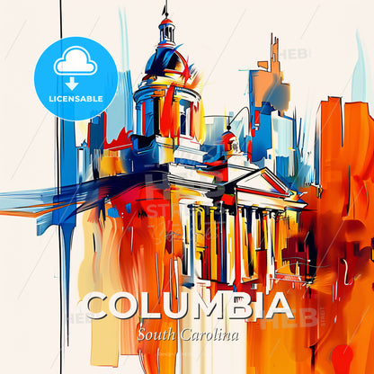 Vibrant Columbia, South Carolina - A Painting Of A Building - Square format print template