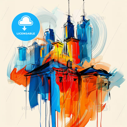 Vibrant Columbus, Georgia - A Painting Of A Building With Towers