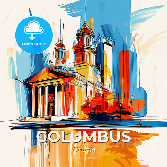 Vibrant Columbus, Georgia - A Painting Of A Building - Square format print template