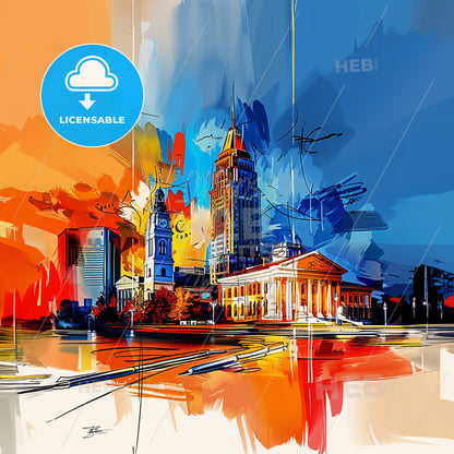 Vibrant Columbus, Ohio - A Painting Of A City