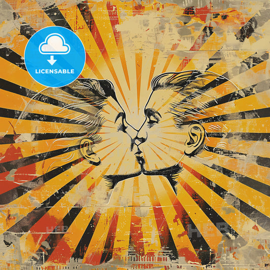 A Drawing Of A Couple Kissing