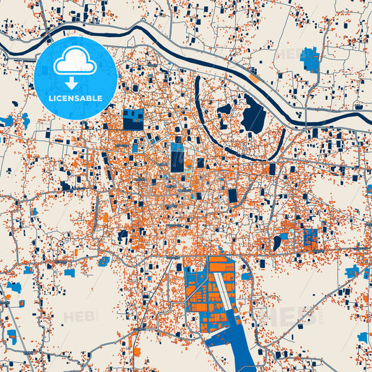 Colorful Comilla Street Map with Labels and Buildings