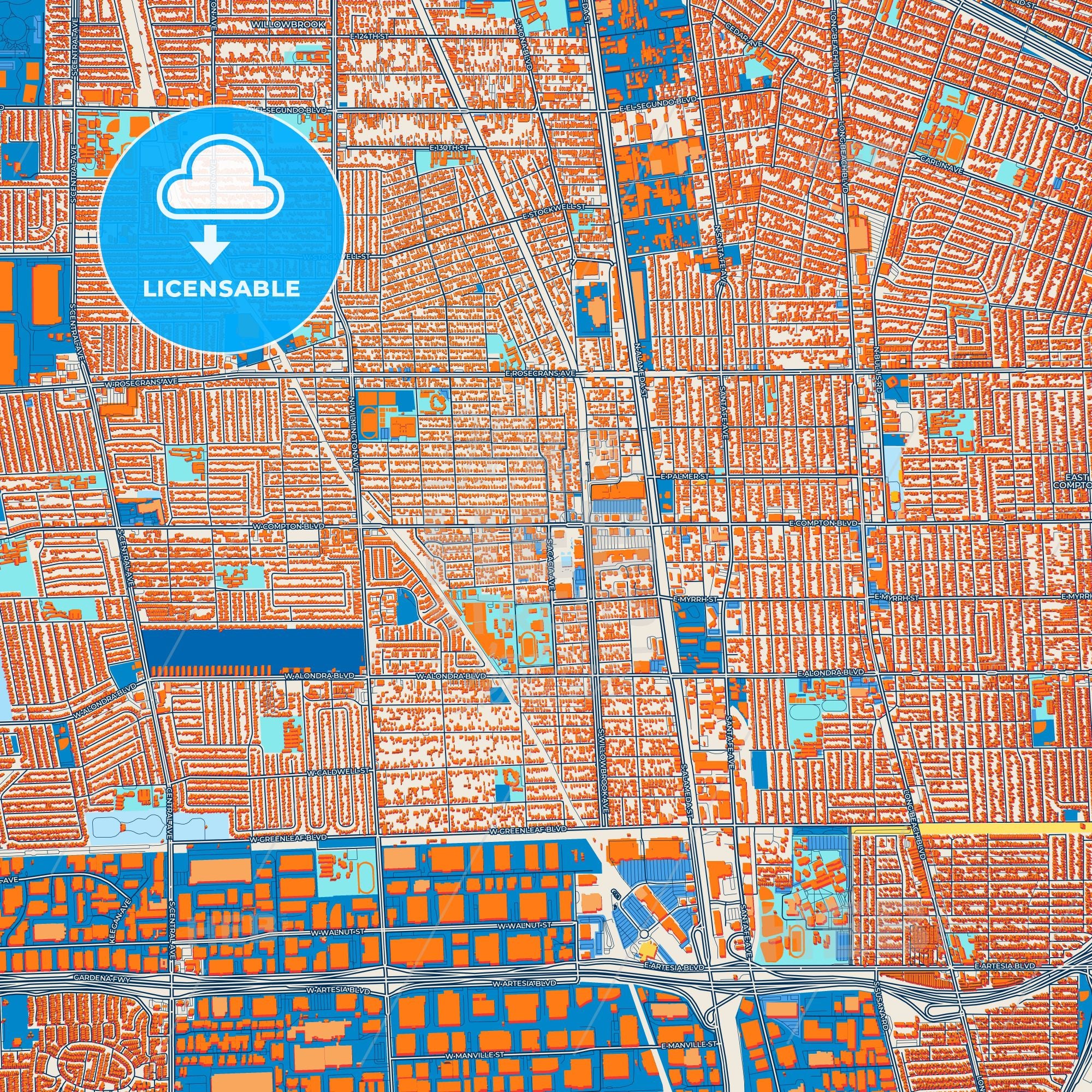 Compton Colorful Map Colorful Compton Street Map - Digital Download – HEBSTREITS