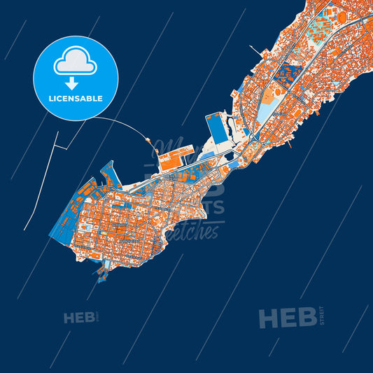 Colorful Conakry Street Map with Labels and Buildings