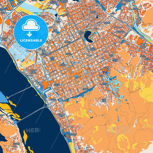Colorful Concepcion Street Map with Labels and Buildings