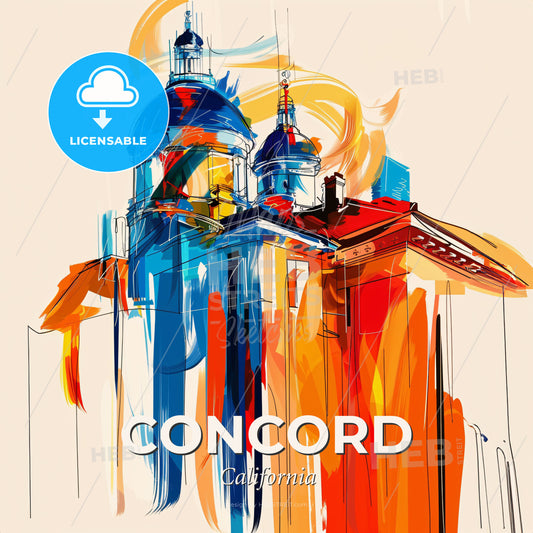 Vibrant Concord, California - A Drawing Of A Building - Square format print template
