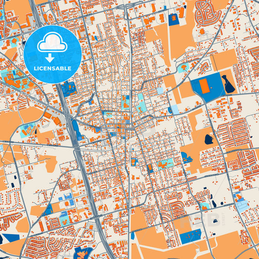Colorful Conroe Street Map with Labels and Buildings