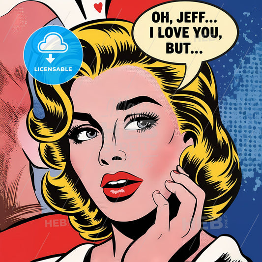 Contemplative Beauty: A Bold Pop Art Portrait of Desire