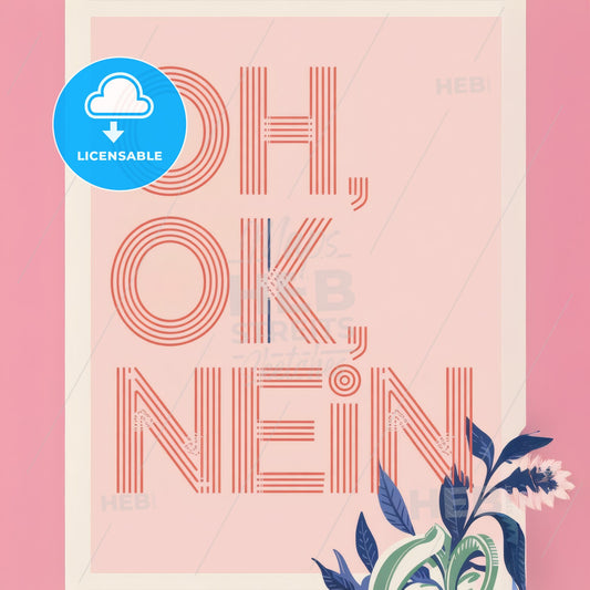 Contemporary Minimalist Typographic Print: OH OK NEIN in Bold Red Stripes