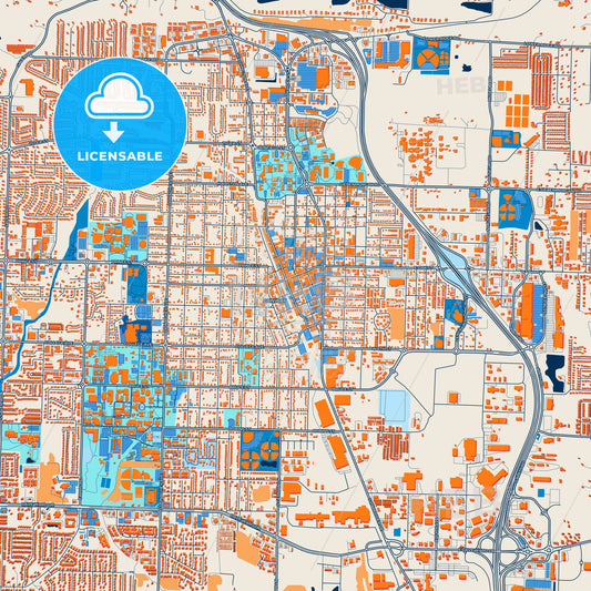 Colorful Conway Street Map with Labels and Buildings