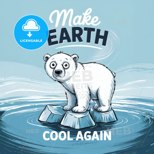 Cool Earth: Minimalist Polar Bear Illustration Embracing Climate Awareness