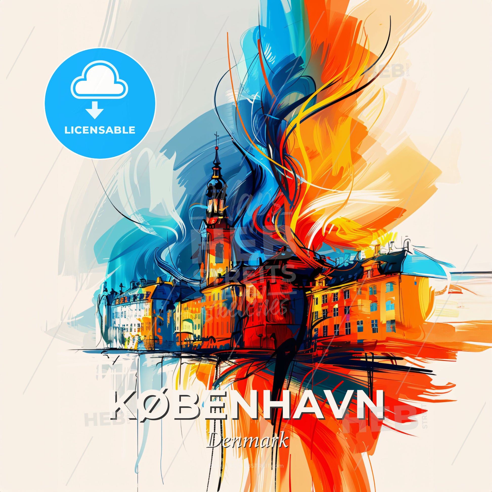 Vibrant København, Denmark - A Colorful Painting Of A Building - Square format print template