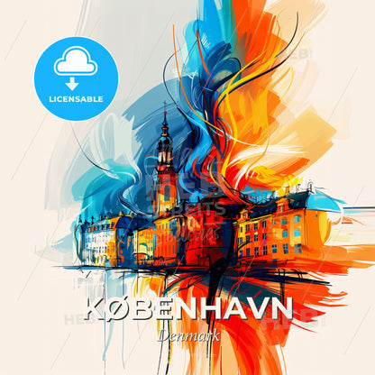 Vibrant København, Denmark - A Colorful Painting Of A Building - Square format print template