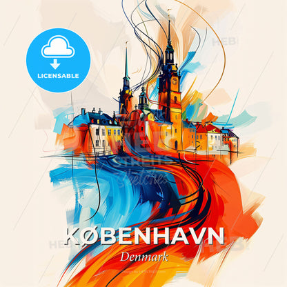 Vibrant København, Denmark - A Colorful Painting Of A City - Square format print template