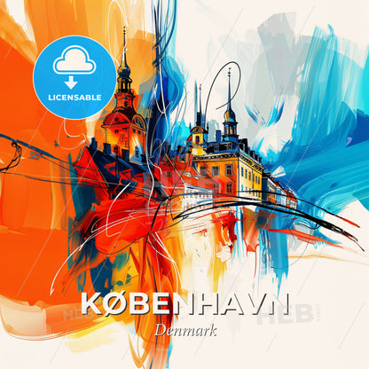 Vibrant København, Denmark - A Painting Of A Building - Square format print template