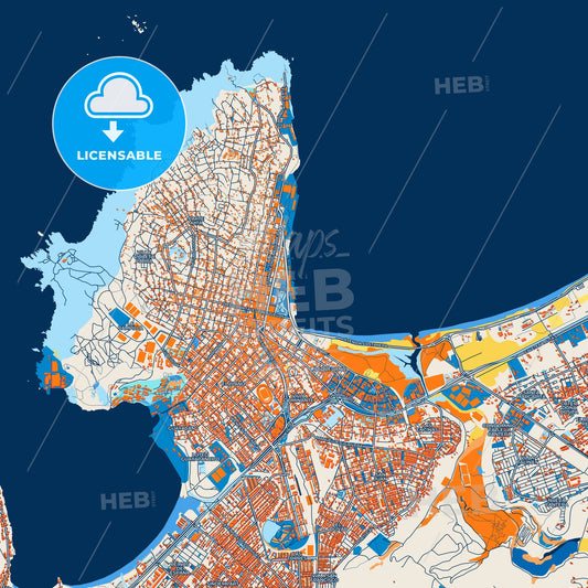 Colorful Coquimbo Street Map with Labels and Buildings
