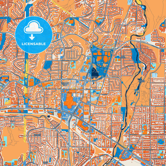 Colorful Coquitlam Street Map with Labels and Buildings