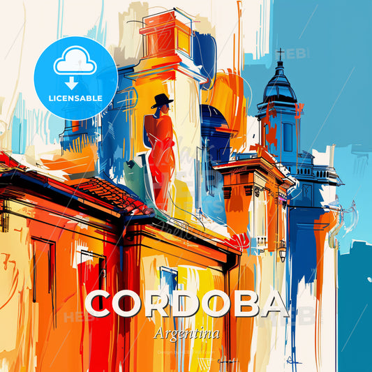 Vibrant Cordoba, Argentina - A Painting Of A Woman On A Building - Square format print template