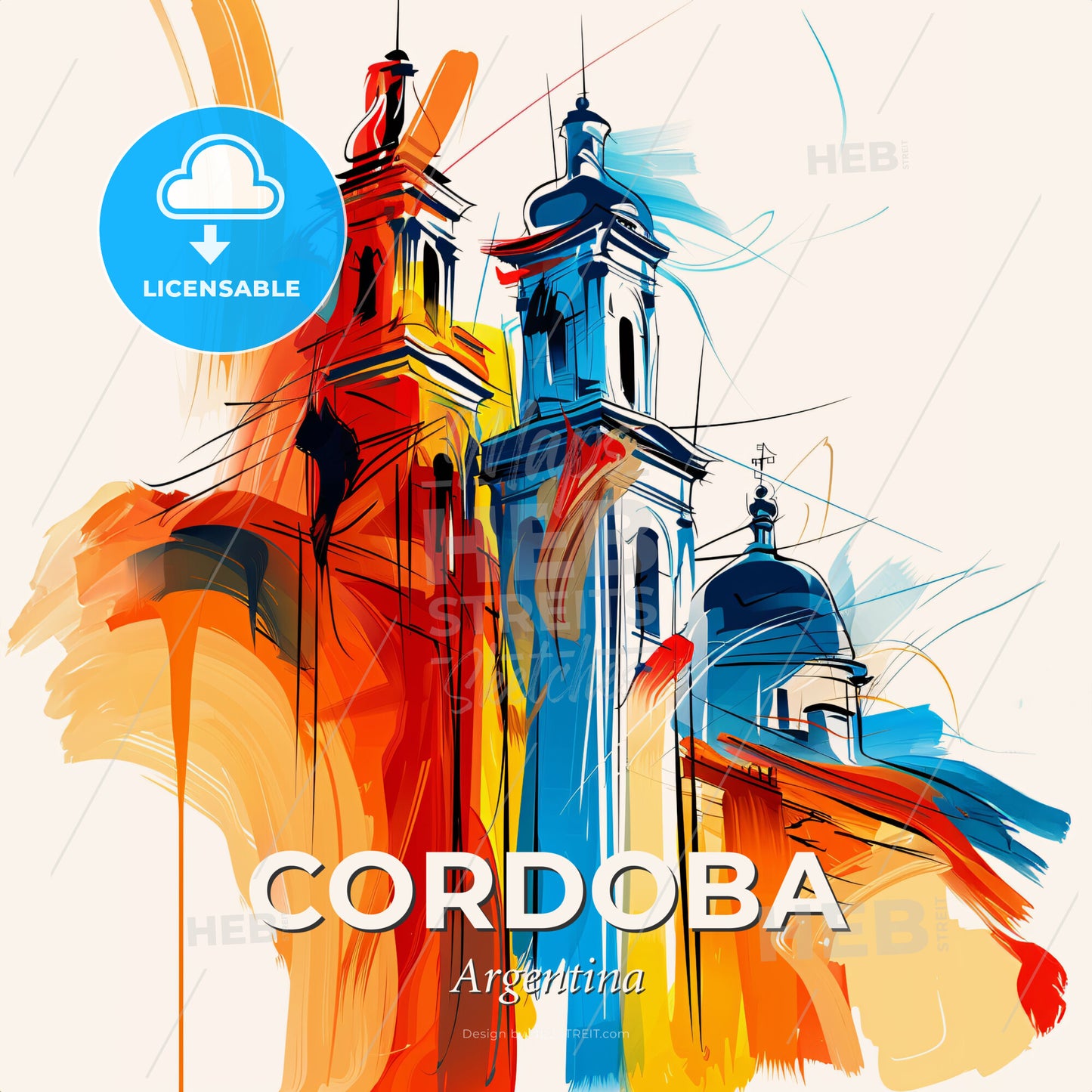 Vibrant Cordoba, Argentina - A Colorful Painting Of A Building - Square format print template