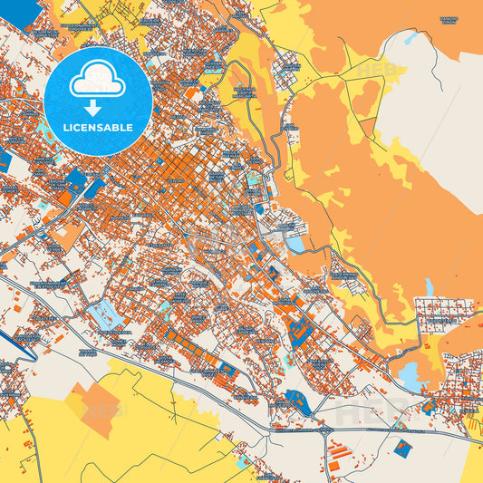 Colorful Córdoba Street Map with Labels and Buildings