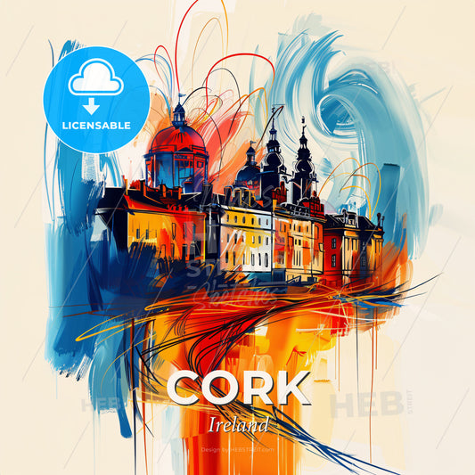 Vibrant Cork, Ireland - A Painting Of A Building - Square format print template