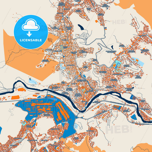 Colorful Coronel Fabriciano Street Map with Labels and Buildings