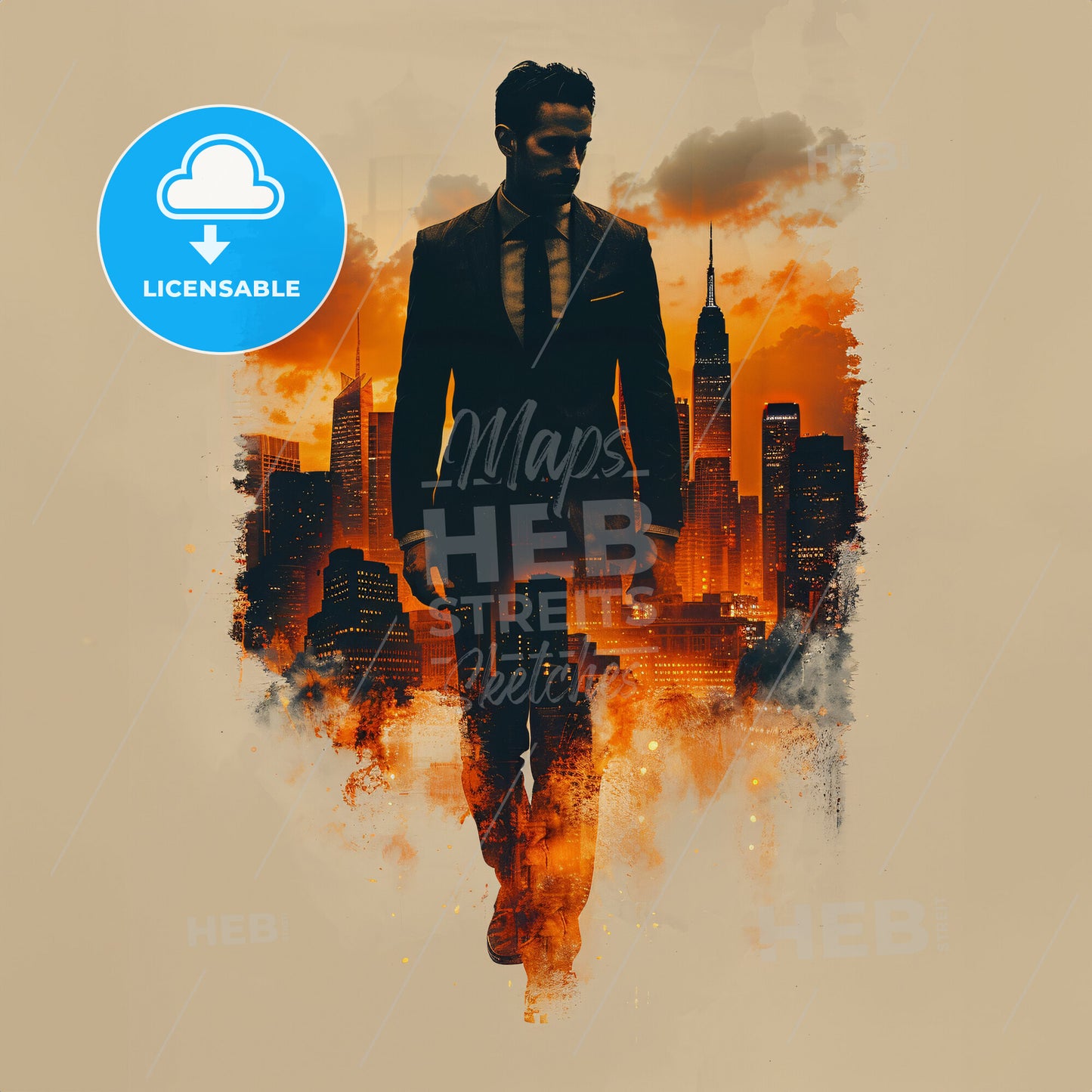 Corporate Elegance: The Anatomy of Success - A man in a suit walking in front of a city