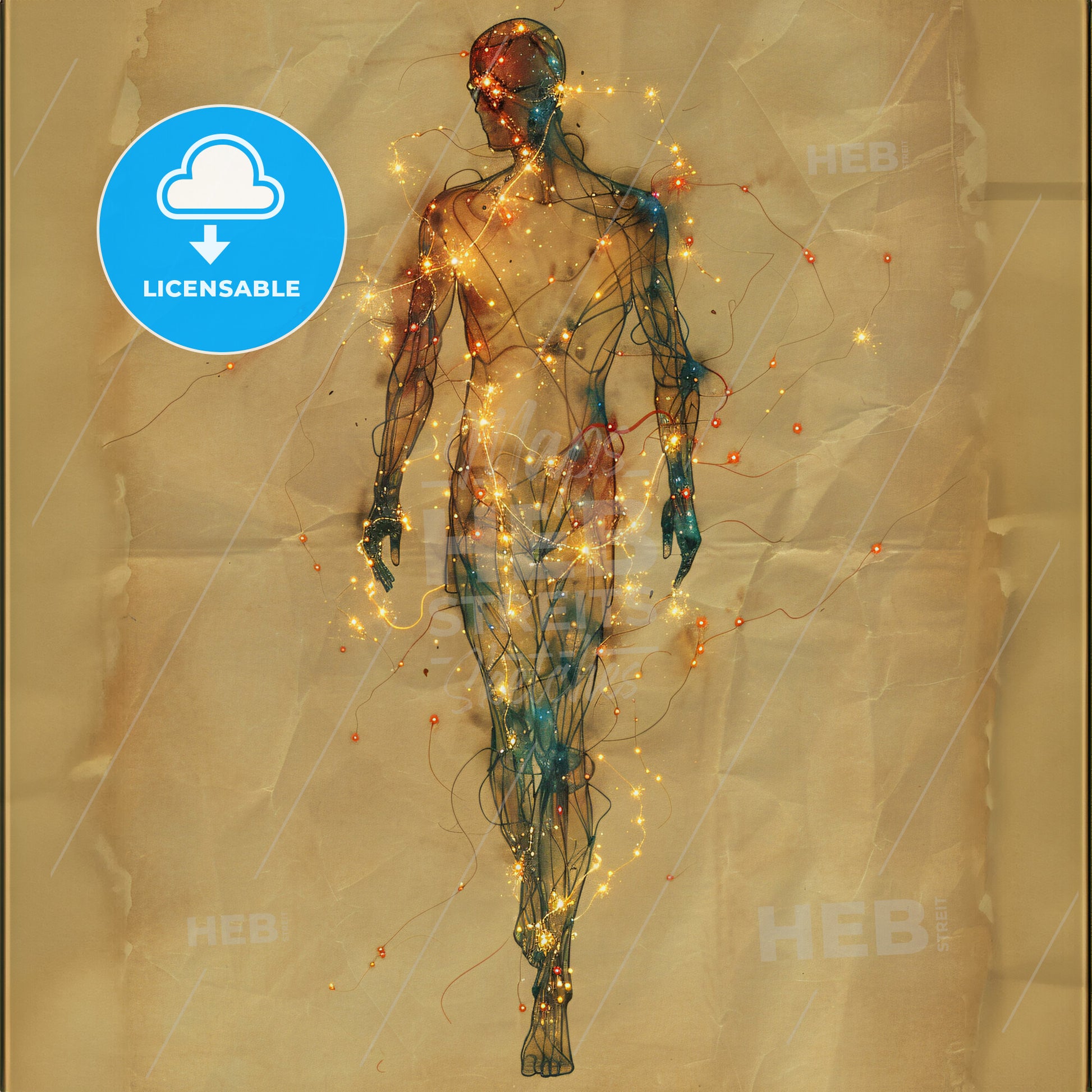Corporate Elegance: The Anatomy of Success - A drawing of a person with lights