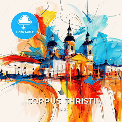 Vibrant Corpus Christi, Texas - A Painting Of A Building With Colorful Paint - Square format print template
