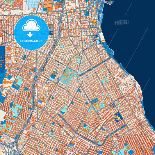 Colorful Corpus Christi Street Map with Labels and Buildings