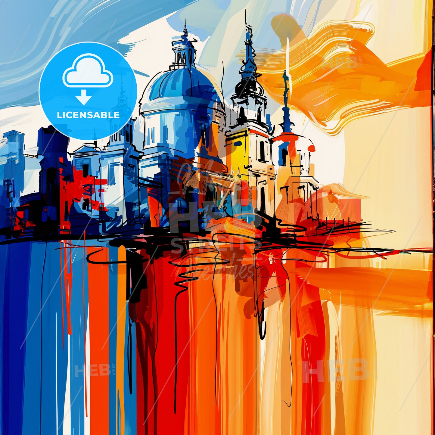 Vibrant Corrientes, Argentina - A Painting Of A Building With A Dome And Towers