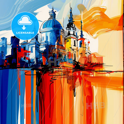 Vibrant Corrientes, Argentina - A Painting Of A Building With A Dome And Towers