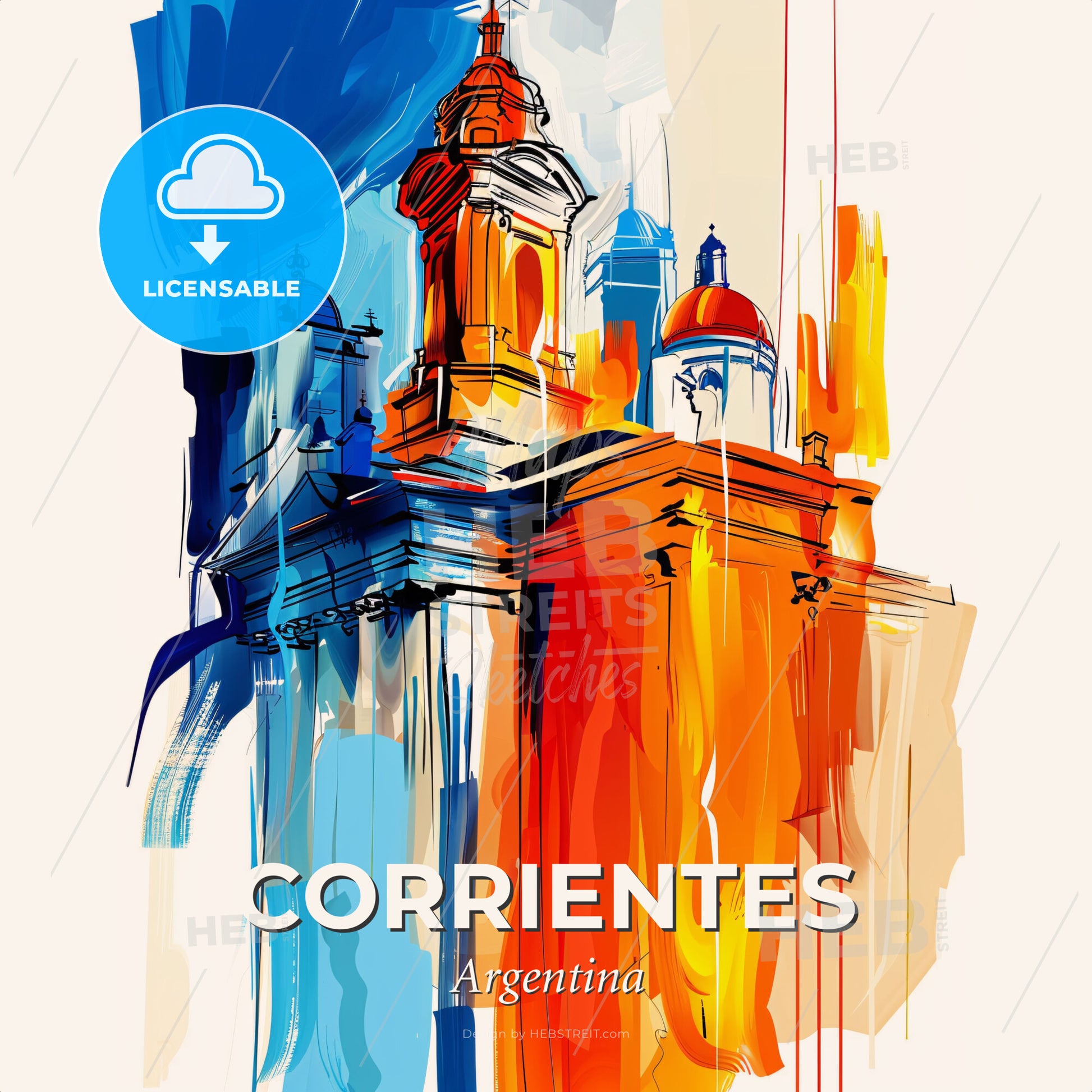 Vibrant Corrientes, Argentina - A Painting Of A Building - Square format print template