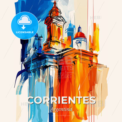Vibrant Corrientes, Argentina - A Painting Of A Building - Square format print template