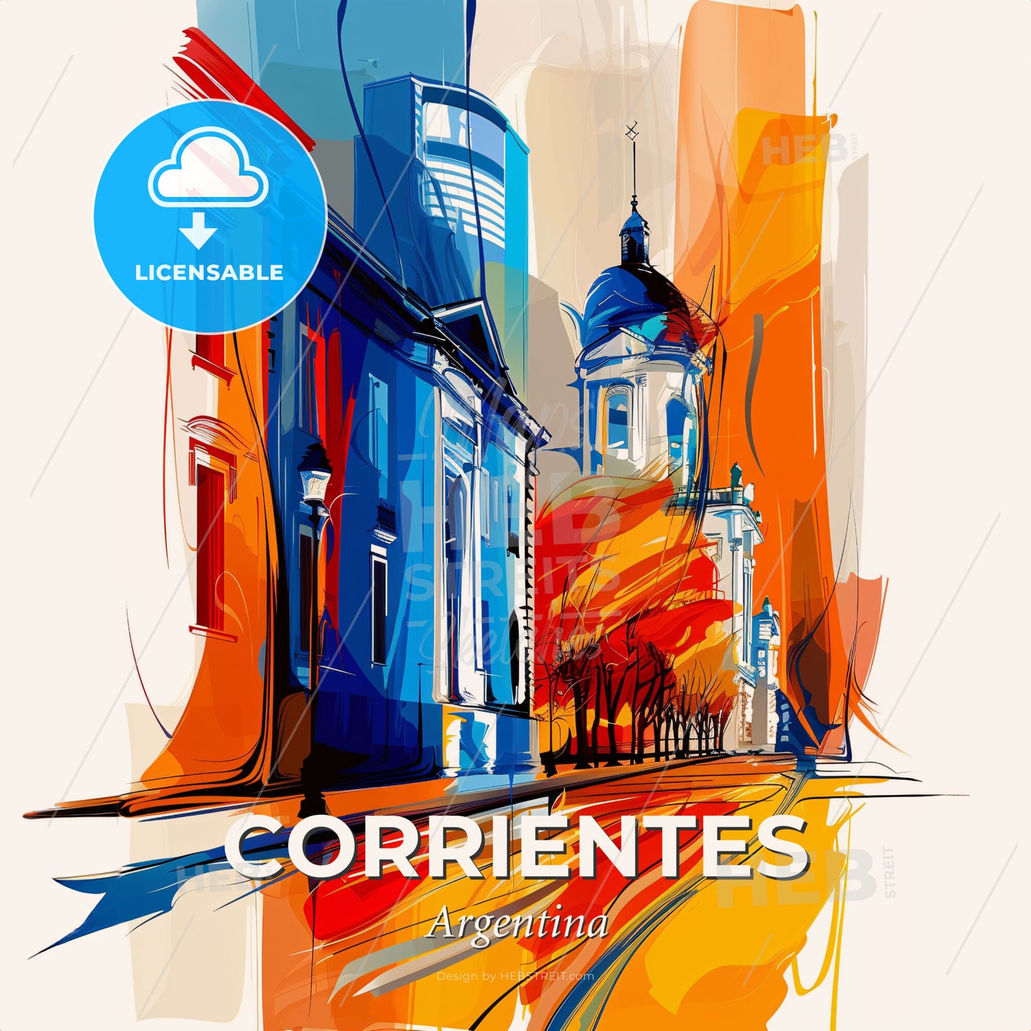 Vibrant Corrientes, Argentina - A Colorful Painting Of Buildings - Square format print template