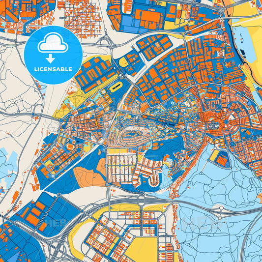 Colorful Coslada Street Map with Labels and Buildings