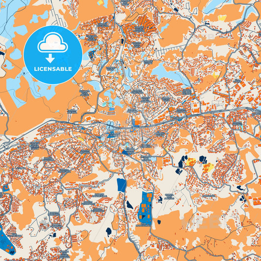 Colorful Cotia Street Map with Labels and Buildings