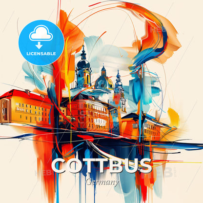 Vibrant Cottbus, Germany - A Painting Of A Building - Square format print template