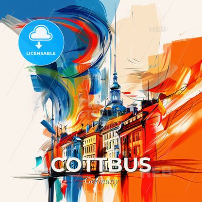Vibrant Cottbus, Germany - A Painting Of A City - Square format print template