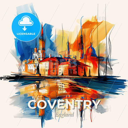 Vibrant Coventry, England - A Painting Of A City - Square format print template