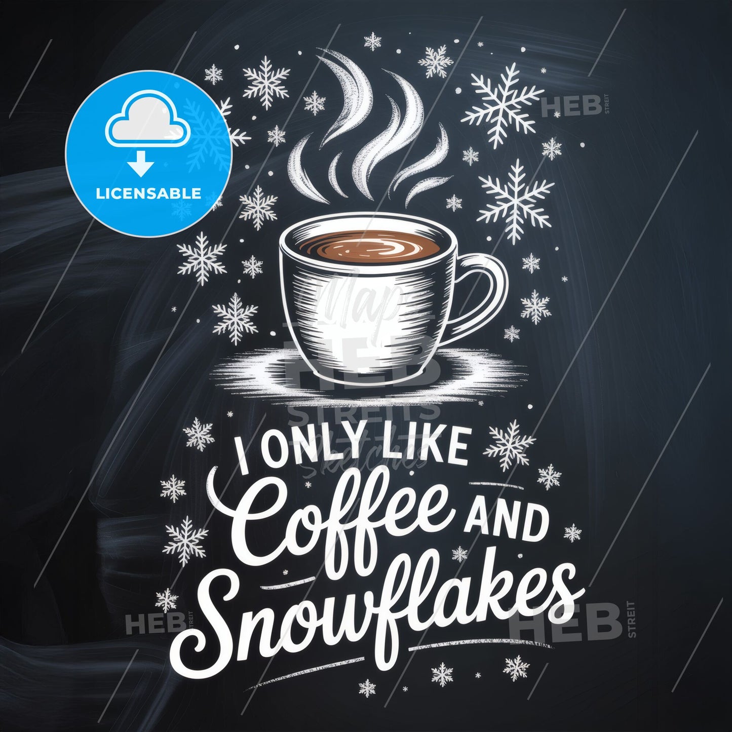 Cozy Winter Vibes: Celebrating Coffee and Snowflakes in a Whimsical Design