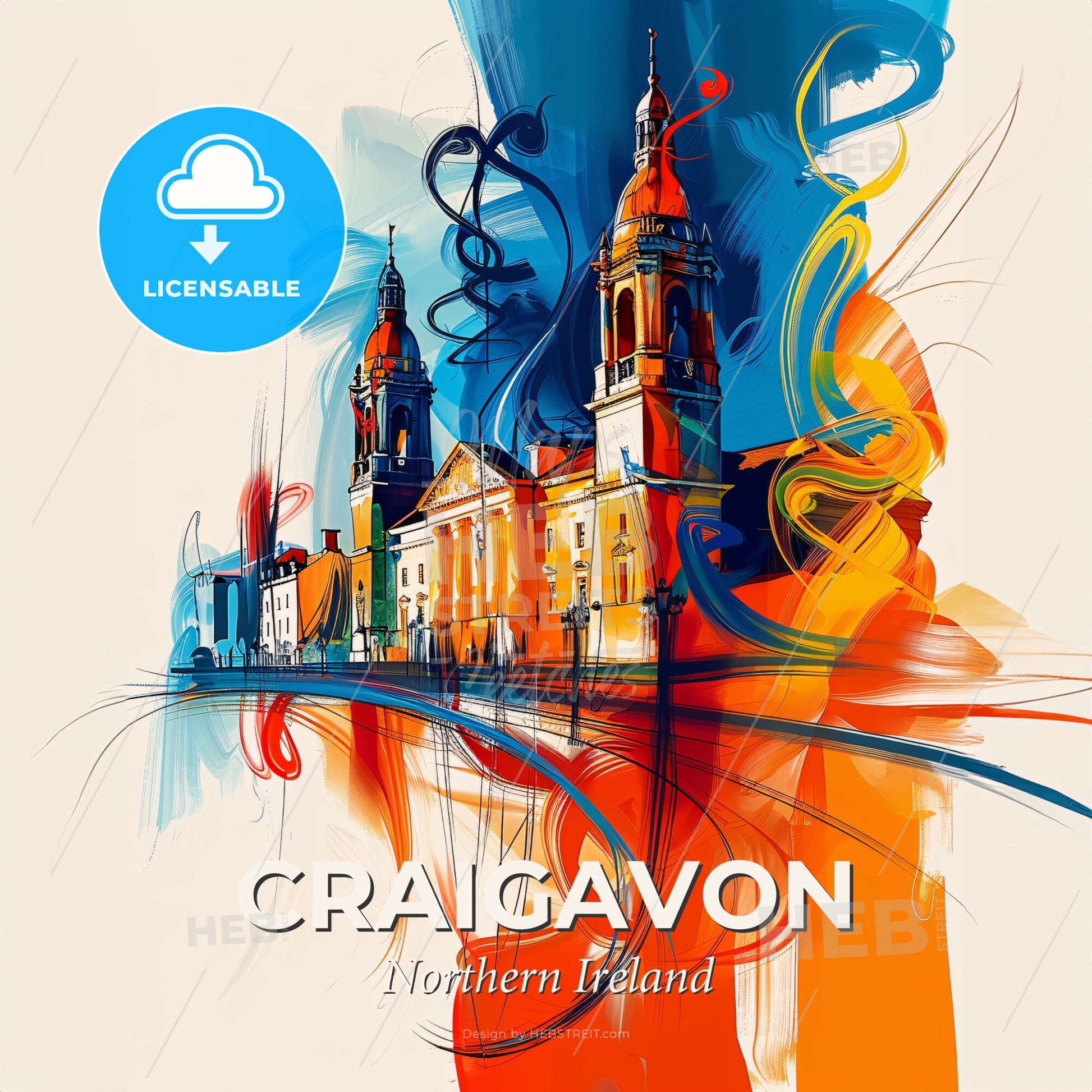 Vibrant Craigavon, Northern Ireland - A Colorful Painting Of A Building - Square format print template