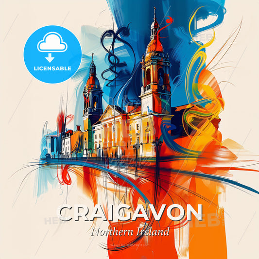 Vibrant Craigavon, Northern Ireland - A Colorful Painting Of A Building - Square format print template